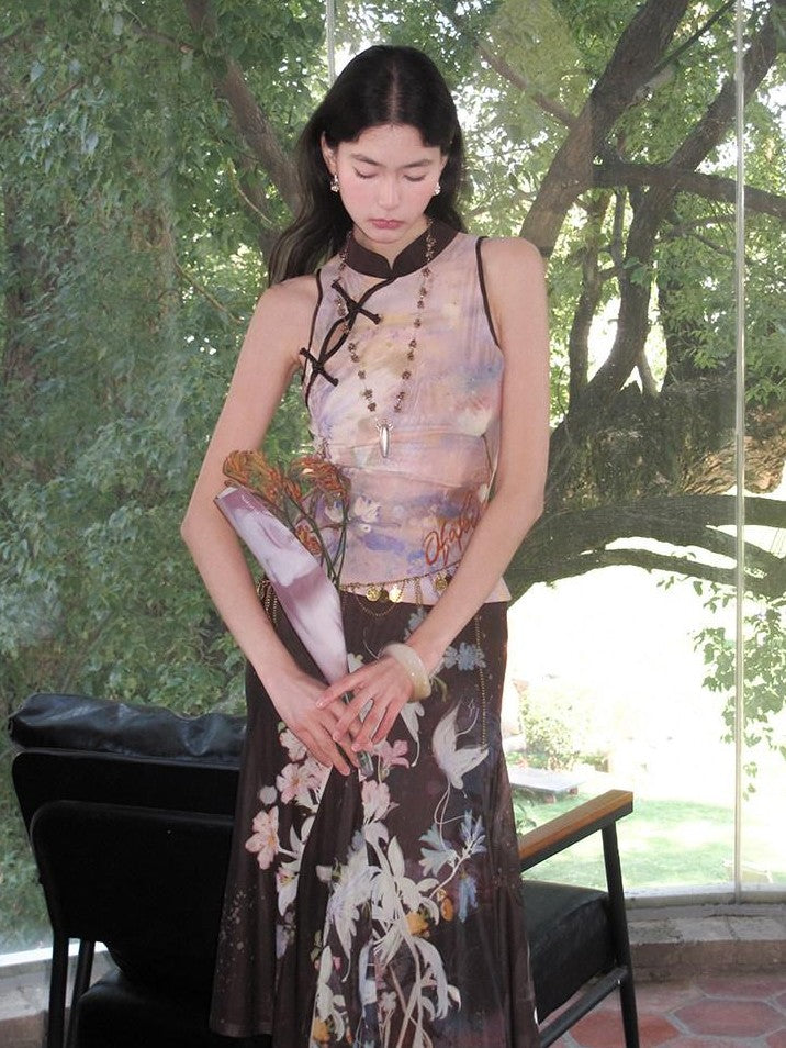 OfAkiva Tiger Eye Butterfly Floral Print Knit Women&
