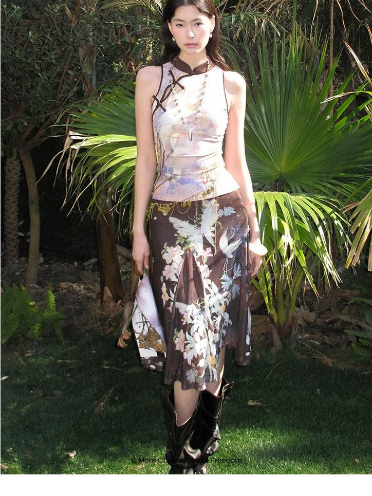 OfAkiva Tiger Eye Butterfly Floral Print Knit Women&