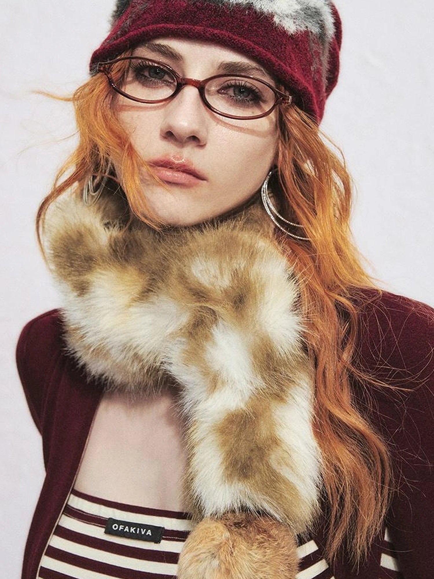 OfAkiva Tri Color White Floral Eco Fur Cat Collar