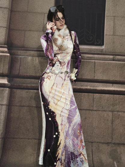 OfAkiva Tri Color White Floral Eco Fur Cat Collar