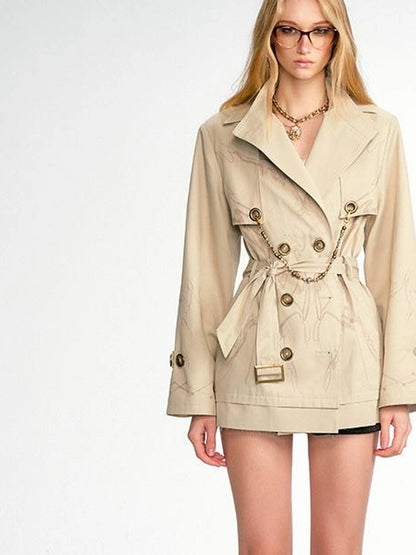 OfAkiva Tuileries Print Trench With Detachable Waist Tie