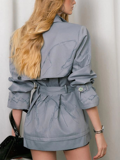 OfAkiva Tuileries Print Trench With Detachable Waist Tie