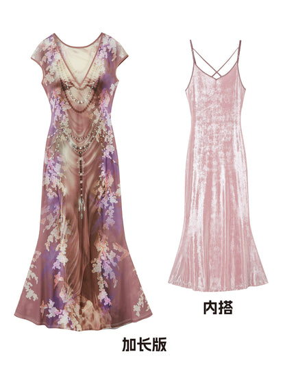 OfAkiva_Tuscan_Floral_Sculpture_Print_Two_Piece_Dress_V-neck_T-shirt_Long_Sleeve_MISSTT