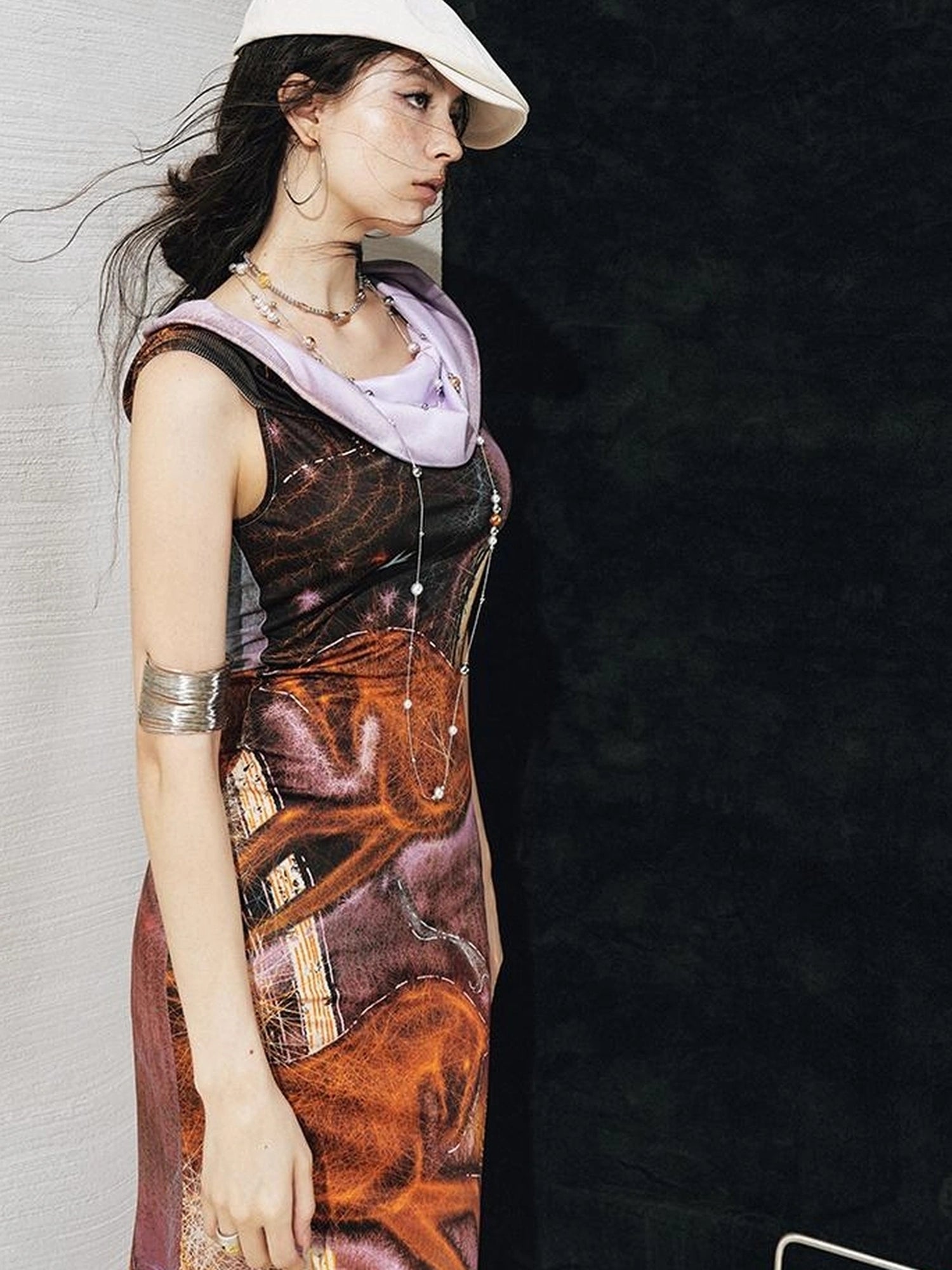 OfAkiva Two Way Glitter Fish Tail Dress With Floral Print