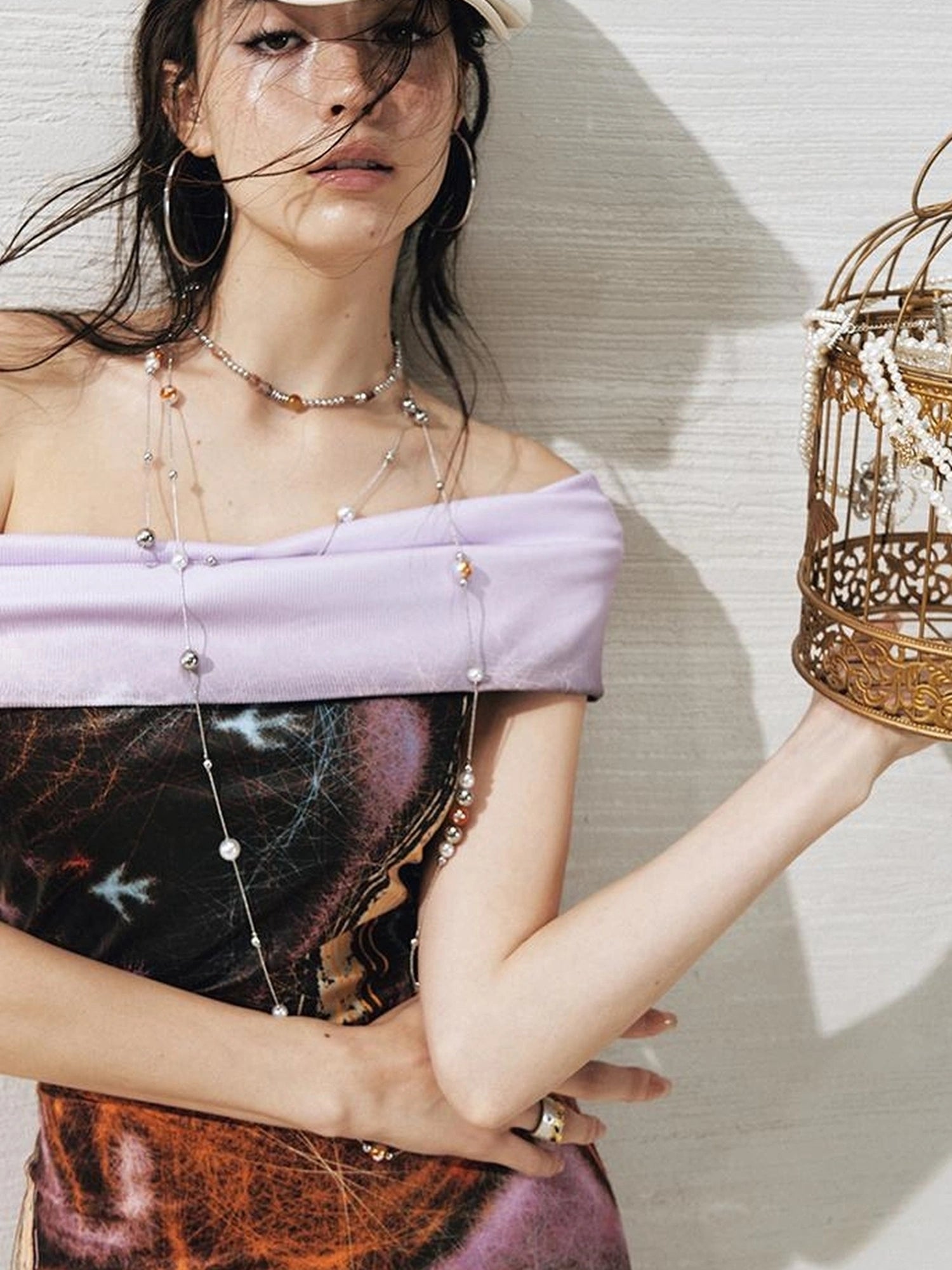 OfAkiva Two Way Glitter Fish Tail Dress With Floral Print