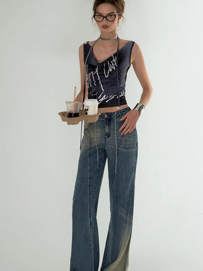 OfAkiva Undefined Print V-Neck Tank Top