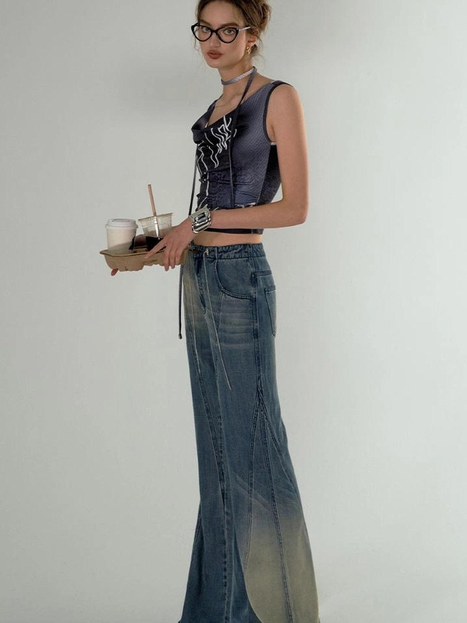 OfAkiva Undefined Print V-Neck Tank Top