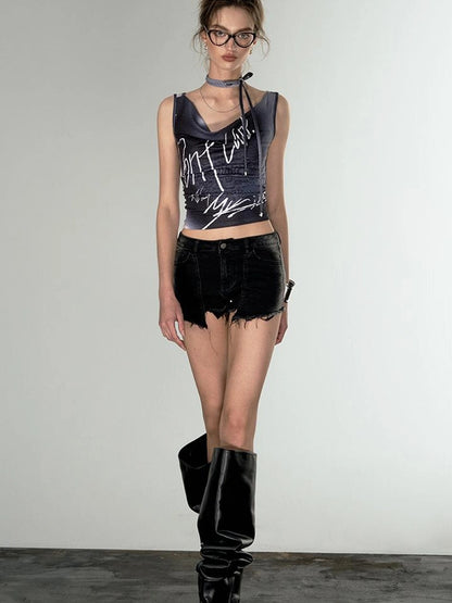 OfAkiva Undefined Print V-Neck Tank Top