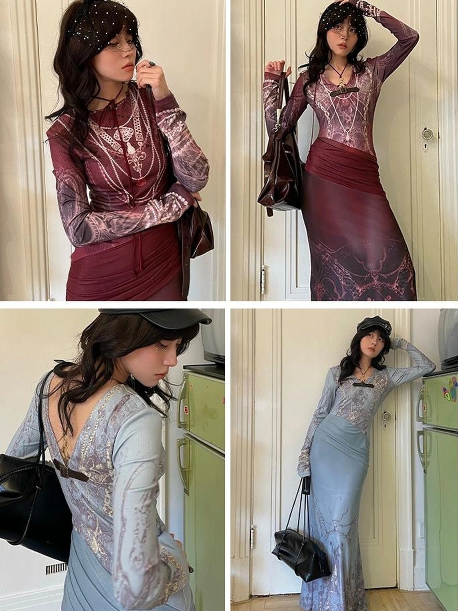 OfAkiva V-Neck Fishtail Maxi Dress With Floral Print