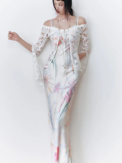 OfAkiva V-Neck Lace-Up Bell Sleeve Blouse