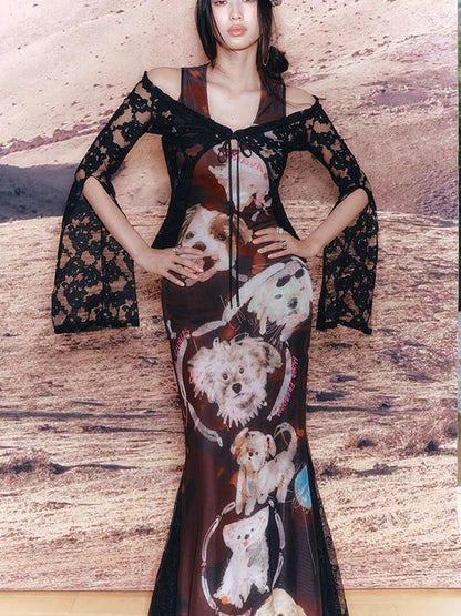 OfAkiva V-Neck Lace-Up Bell Sleeve Blouse