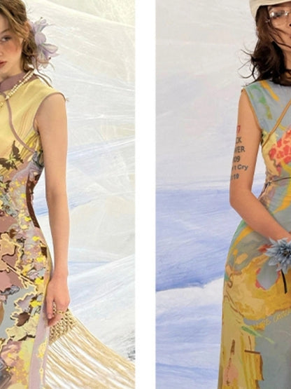 OfAkiva V-Neck T-Shirt Long-Sleeve Maxi Dress