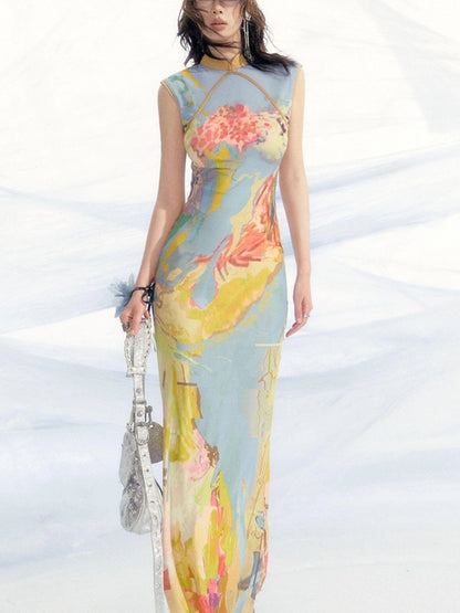 OfAkiva V-Neck T-Shirt Long-Sleeve Maxi Dress