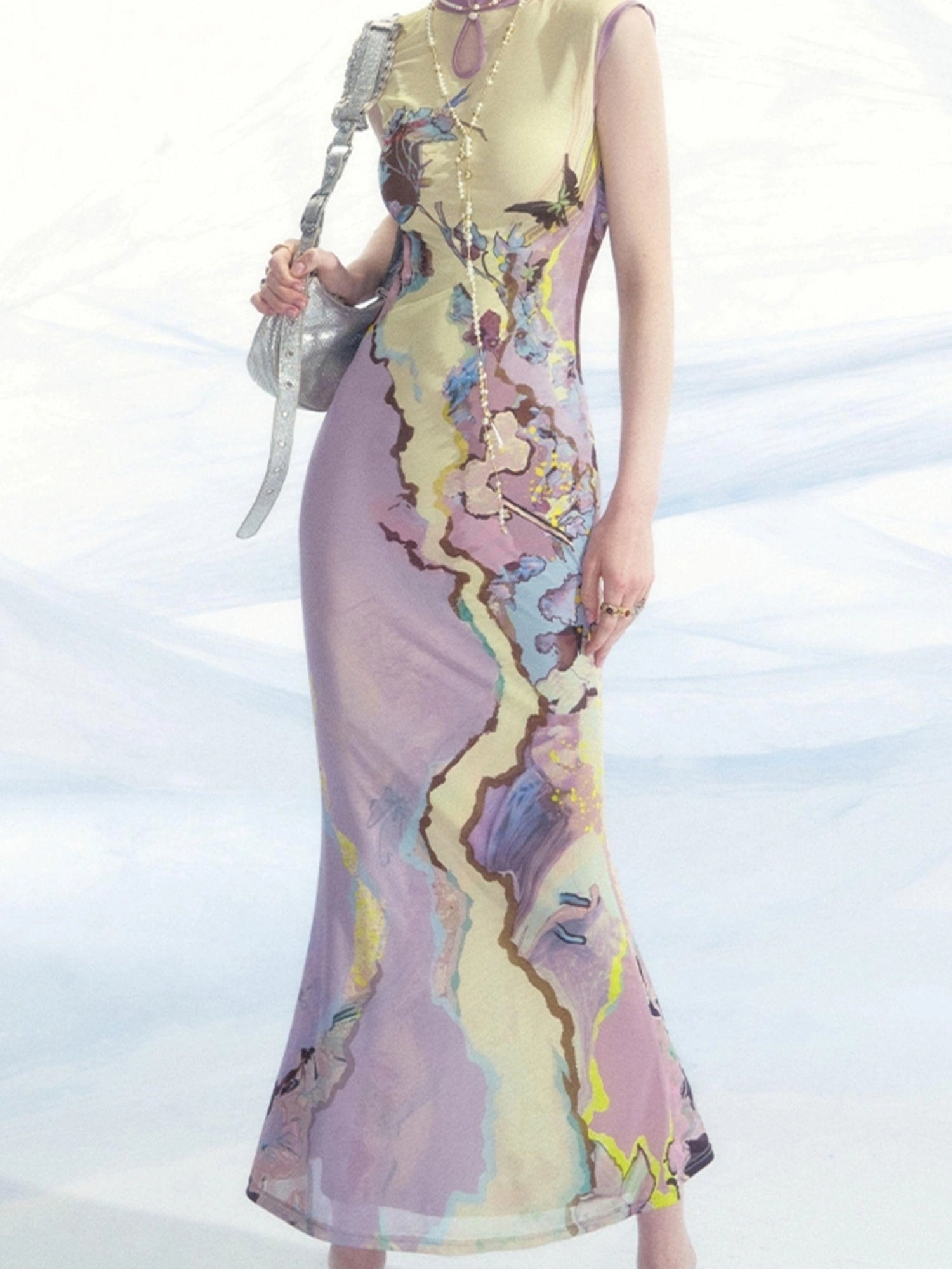 OfAkiva V-Neck T-Shirt Long-Sleeve Maxi Dress