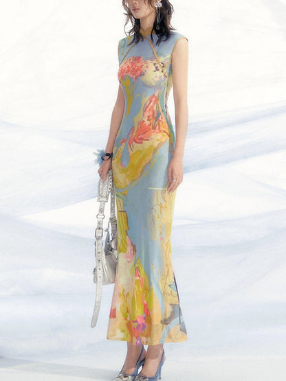 OfAkiva V-Neck T-Shirt Long-Sleeve Maxi Dress