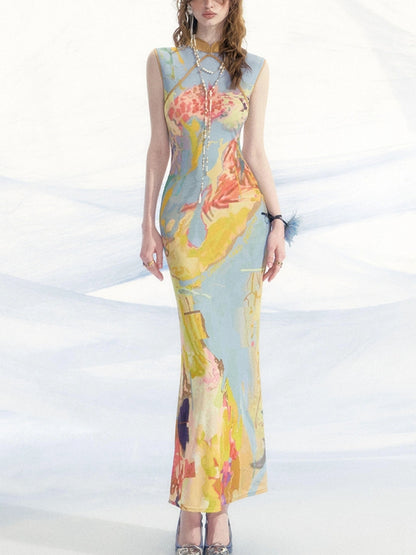 OfAkiva V-Neck T-Shirt Long-Sleeve Maxi Dress