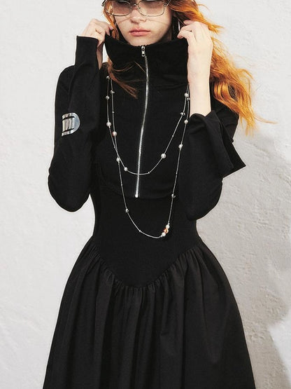 OfAkiva V-neck Button Detail Flared Maxi Dress