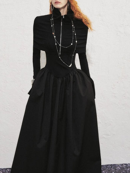 OfAkiva V-neck Button Detail Flared Maxi Dress