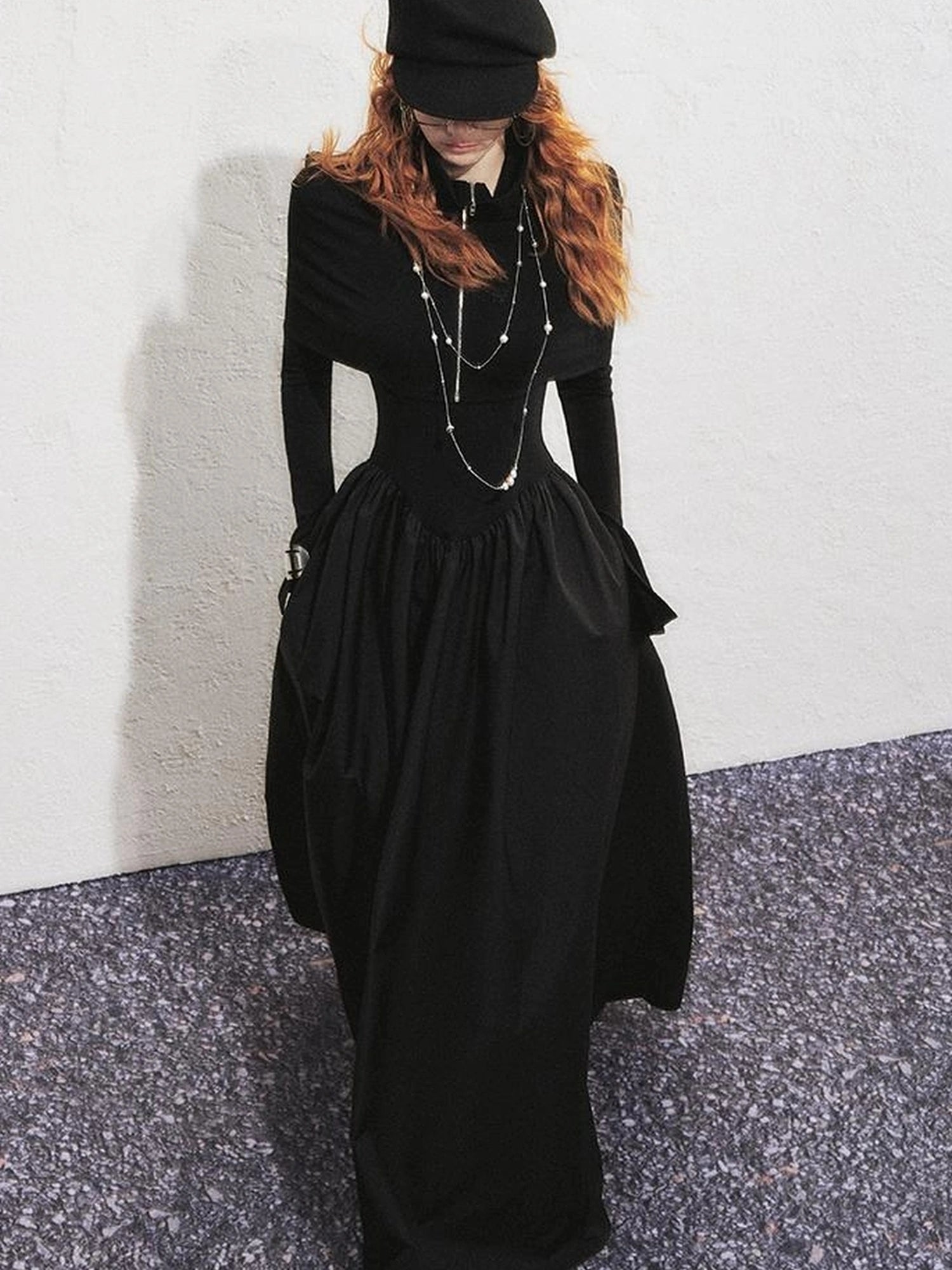 OfAkiva V-neck Button Detail Flared Maxi Dress