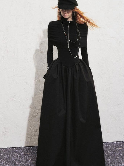 OfAkiva V-neck Button Detail Flared Maxi Dress