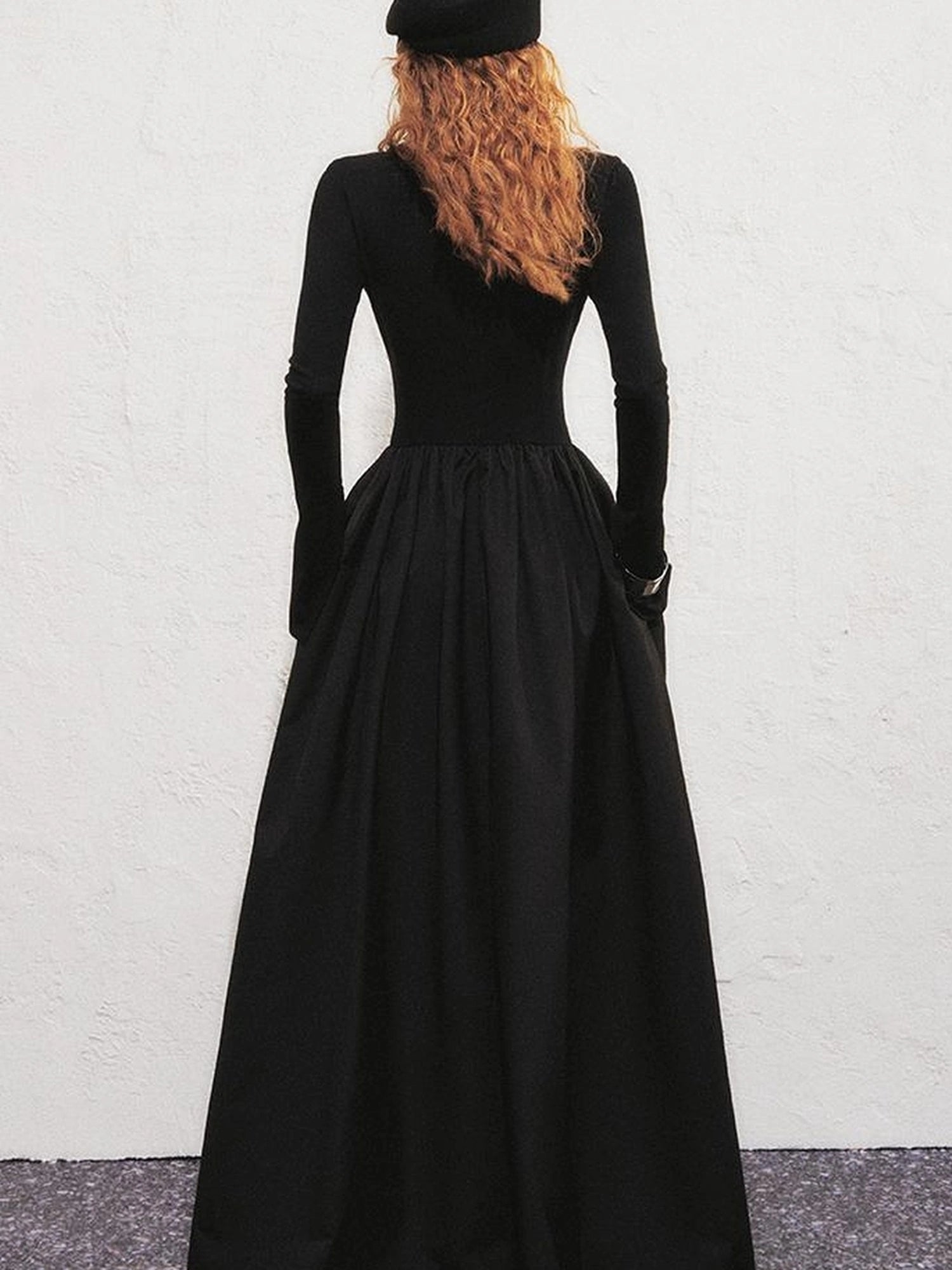 OfAkiva V-neck Button Detail Flared Maxi Dress