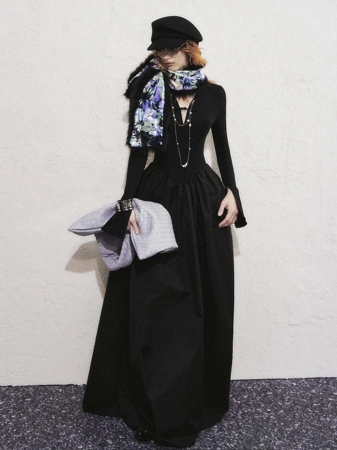 OfAkiva V-neck Button Detail Flared Maxi Dress