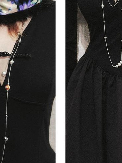 OfAkiva V-neck Button Detail Flared Maxi Dress