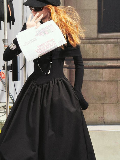 OfAkiva V-neck Button Detail Flared Maxi Dress