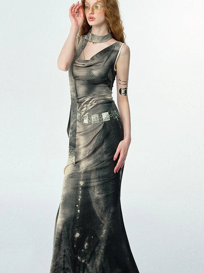 OfAkiva V-neck Draped Venus Slip Dress