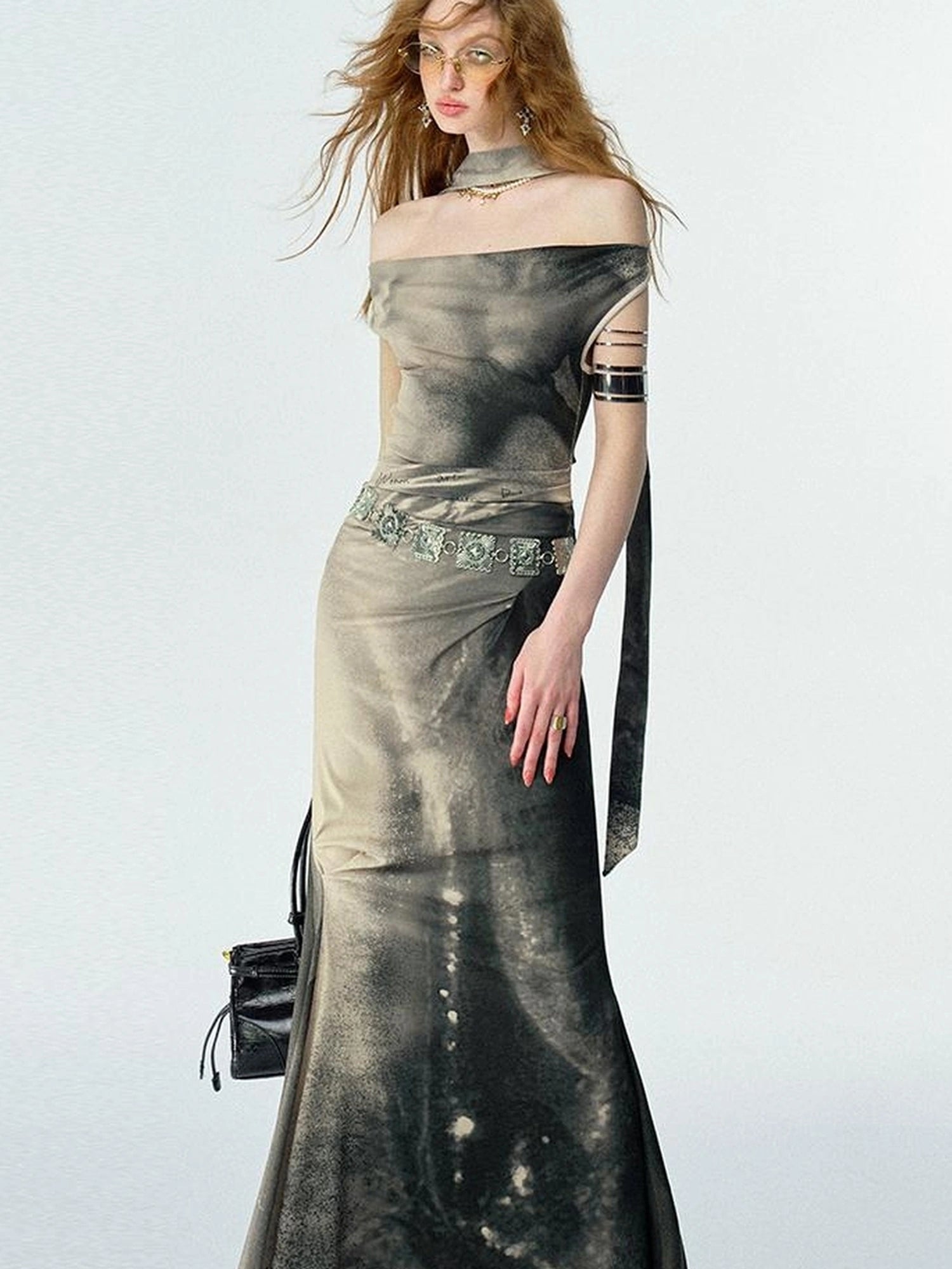 OfAkiva V-neck Draped Venus Slip Dress