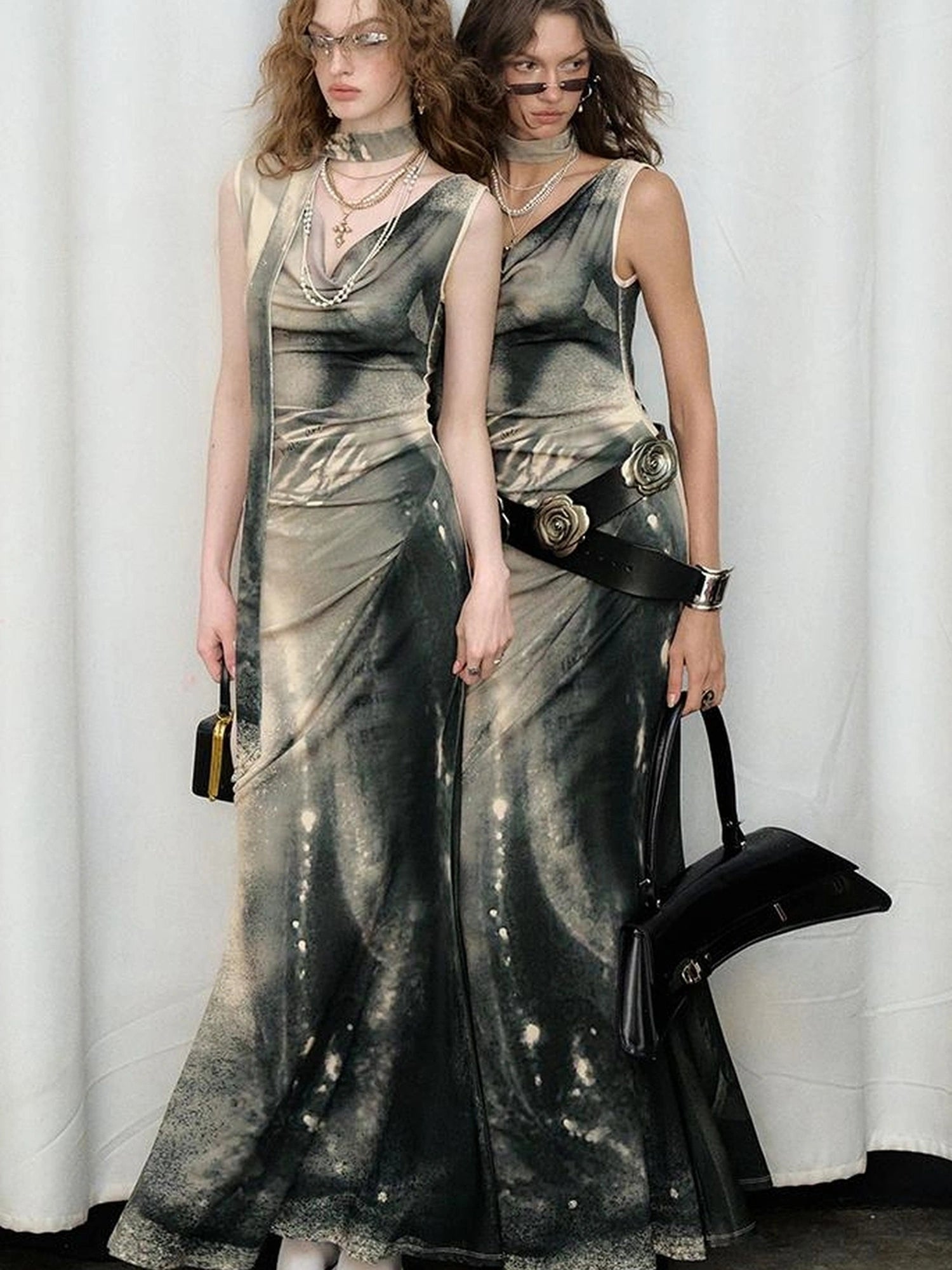 OfAkiva V-neck Draped Venus Slip Dress