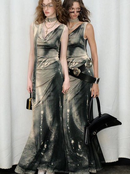 OfAkiva V-neck Draped Venus Slip Dress