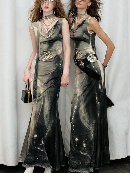 OfAkiva V-neck Draped Venus Slip Dress