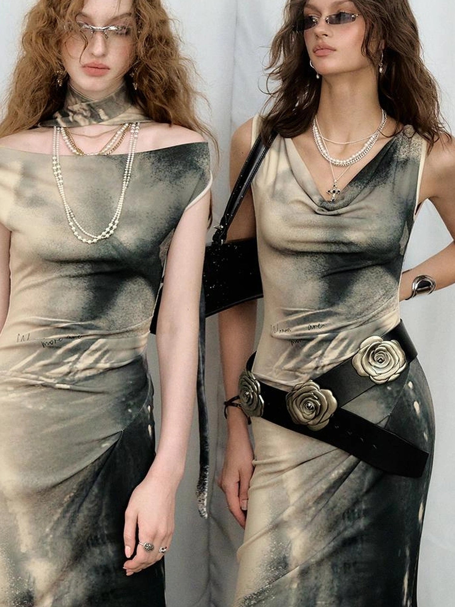 OfAkiva V-neck Draped Venus Slip Dress