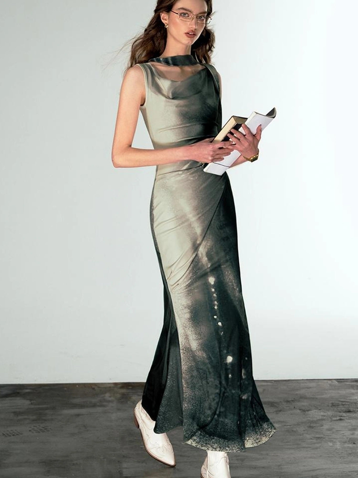 OfAkiva V-neck Draped Venus Slip Dress