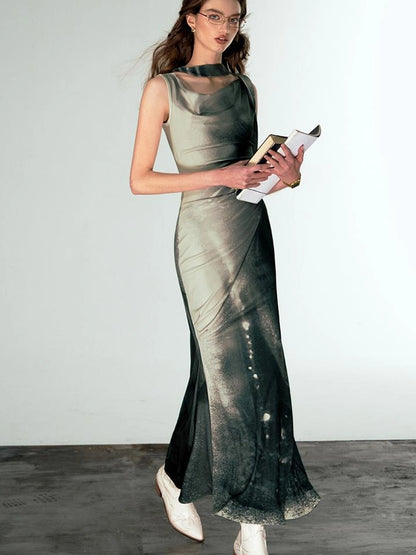 OfAkiva V-neck Draped Venus Slip Dress