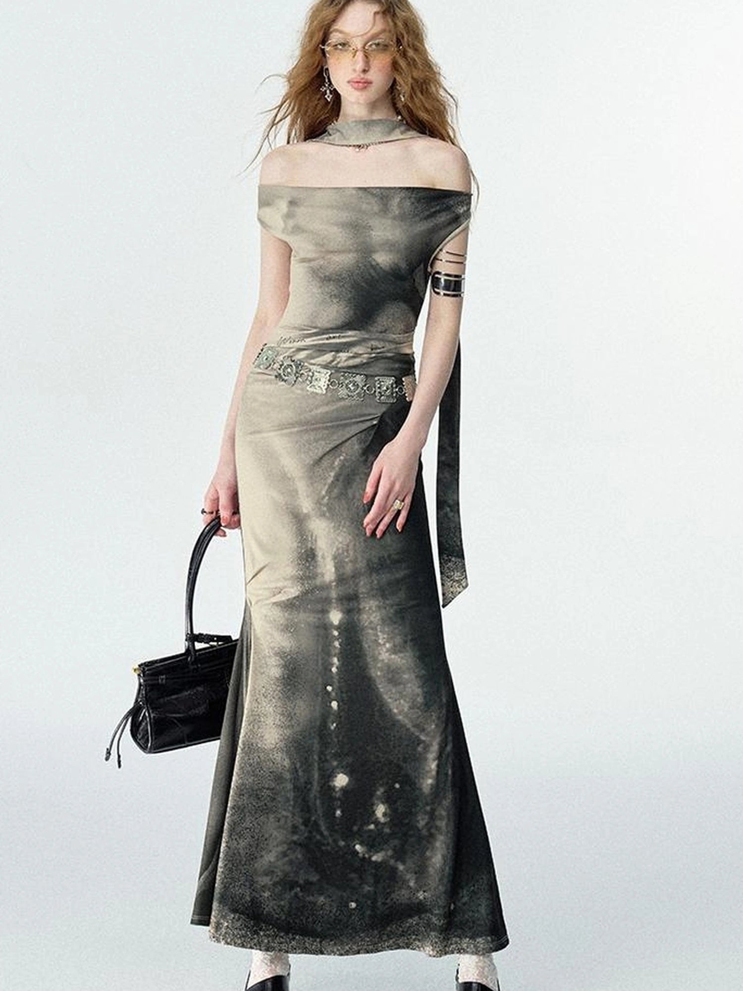 OfAkiva V-neck Draped Venus Slip Dress