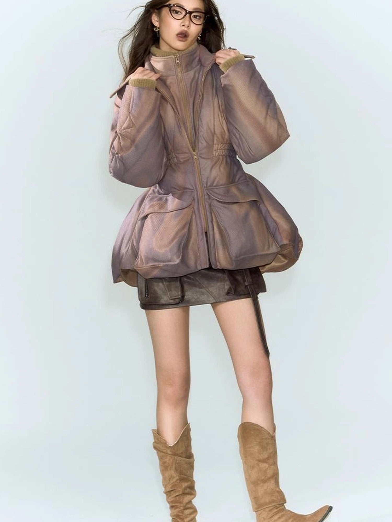 OfAkiva V-neck Quilted Down Jacket