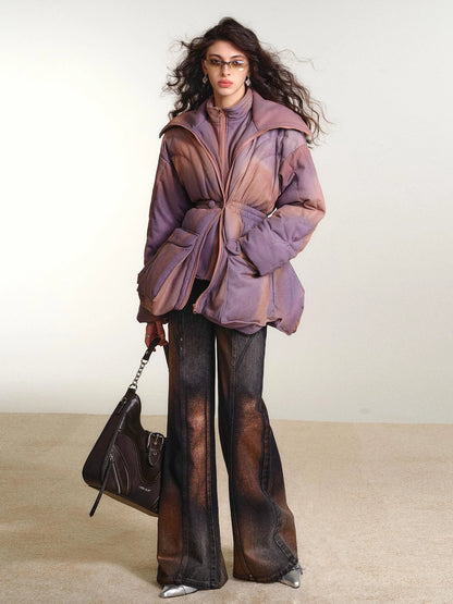 OfAkiva V-neck Quilted Down Jacket