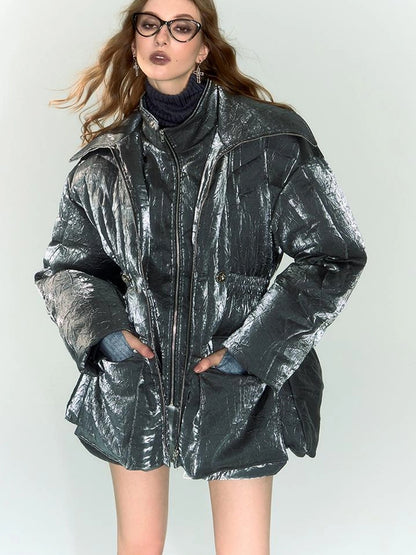 OfAkiva V-neck Quilted Down Jacket