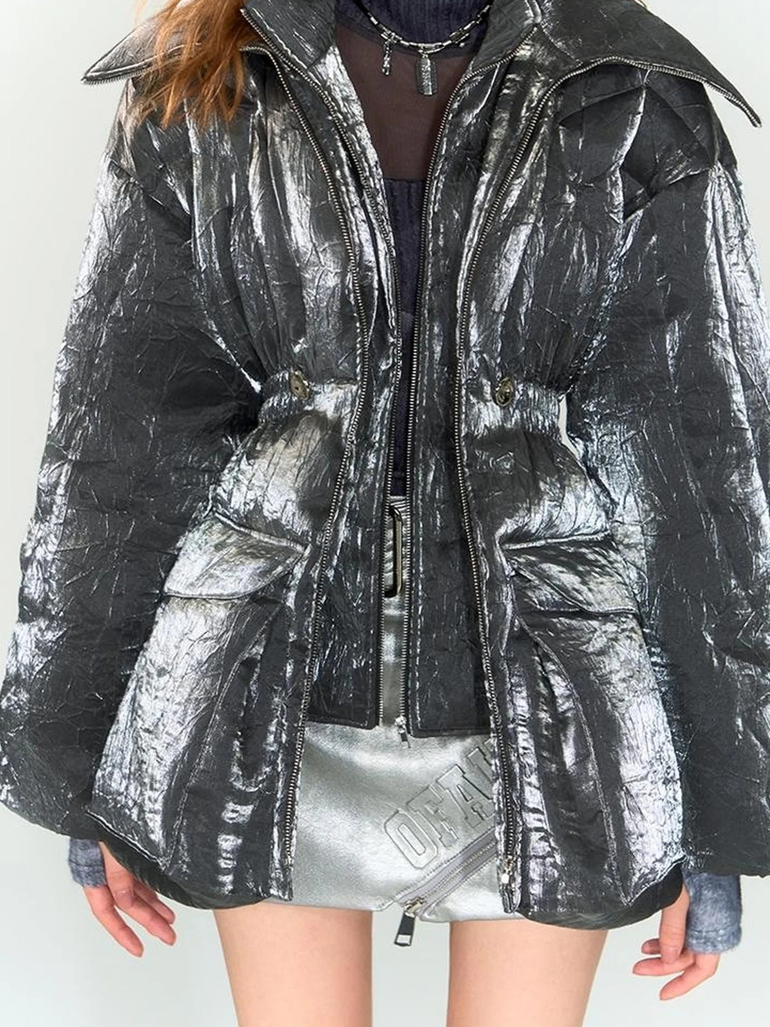 OfAkiva V-neck Quilted Down Jacket