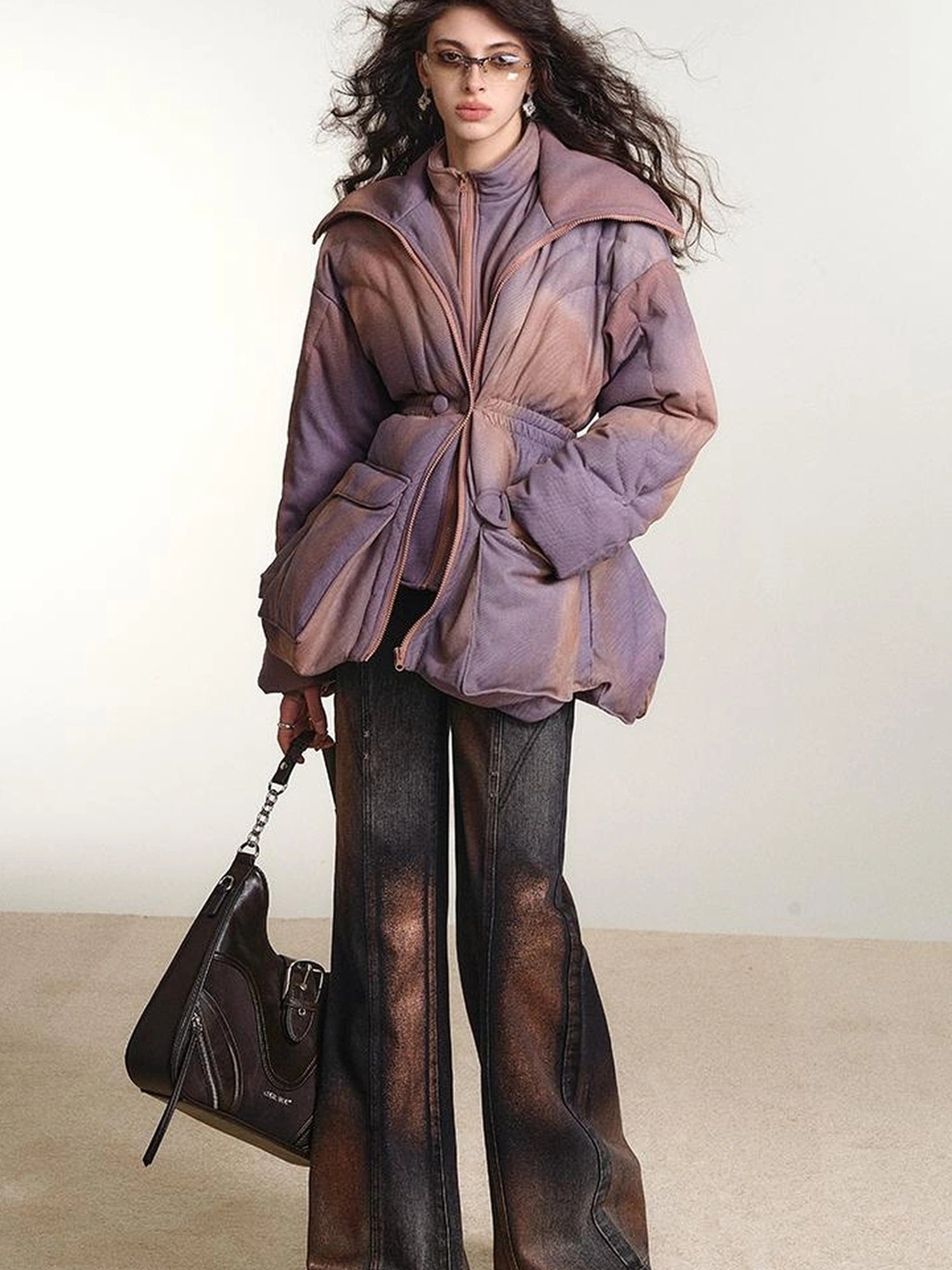 OfAkiva V-neck Quilted Down Jacket