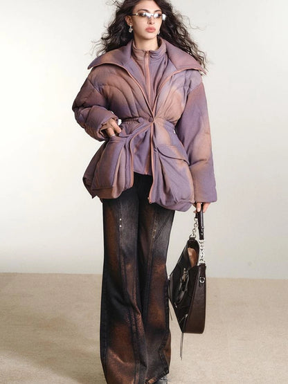 OfAkiva V-neck Quilted Down Jacket