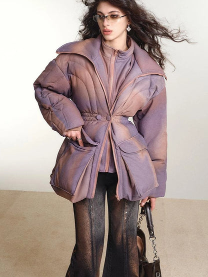 OfAkiva V-neck Quilted Down Jacket