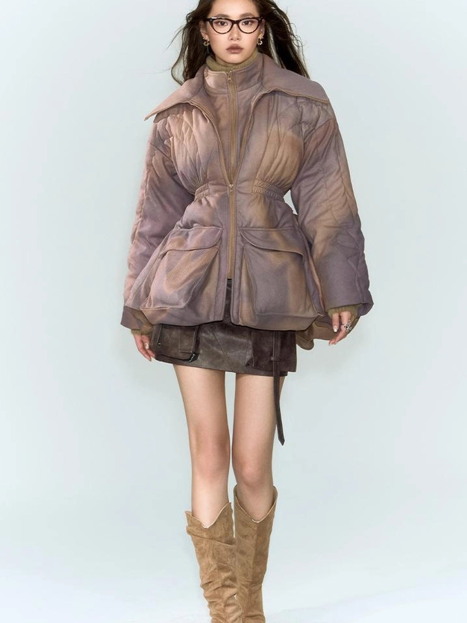 OfAkiva V-neck Quilted Down Jacket