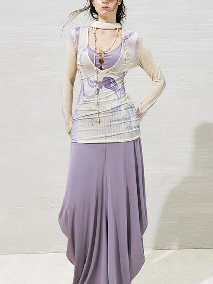 OfAkiva V-neck T-shirt Long Sleeve Relaxed Two Piece Dress