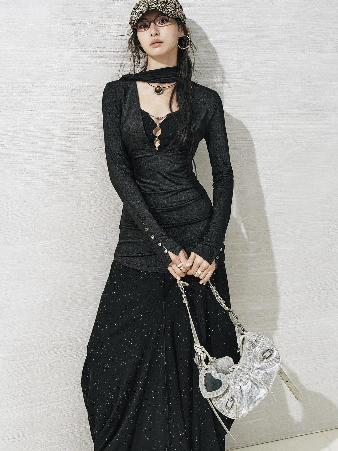 OfAkiva V-neck T-shirt Long Sleeve Relaxed Two Piece Dress