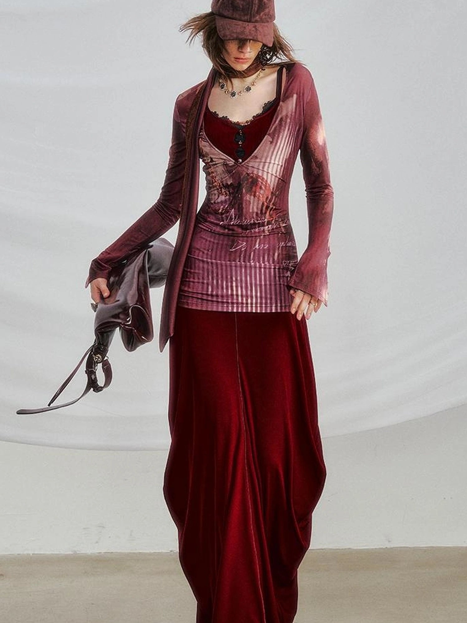 OfAkiva V-neck T-shirt Long Sleeve Relaxed Two Piece Dress