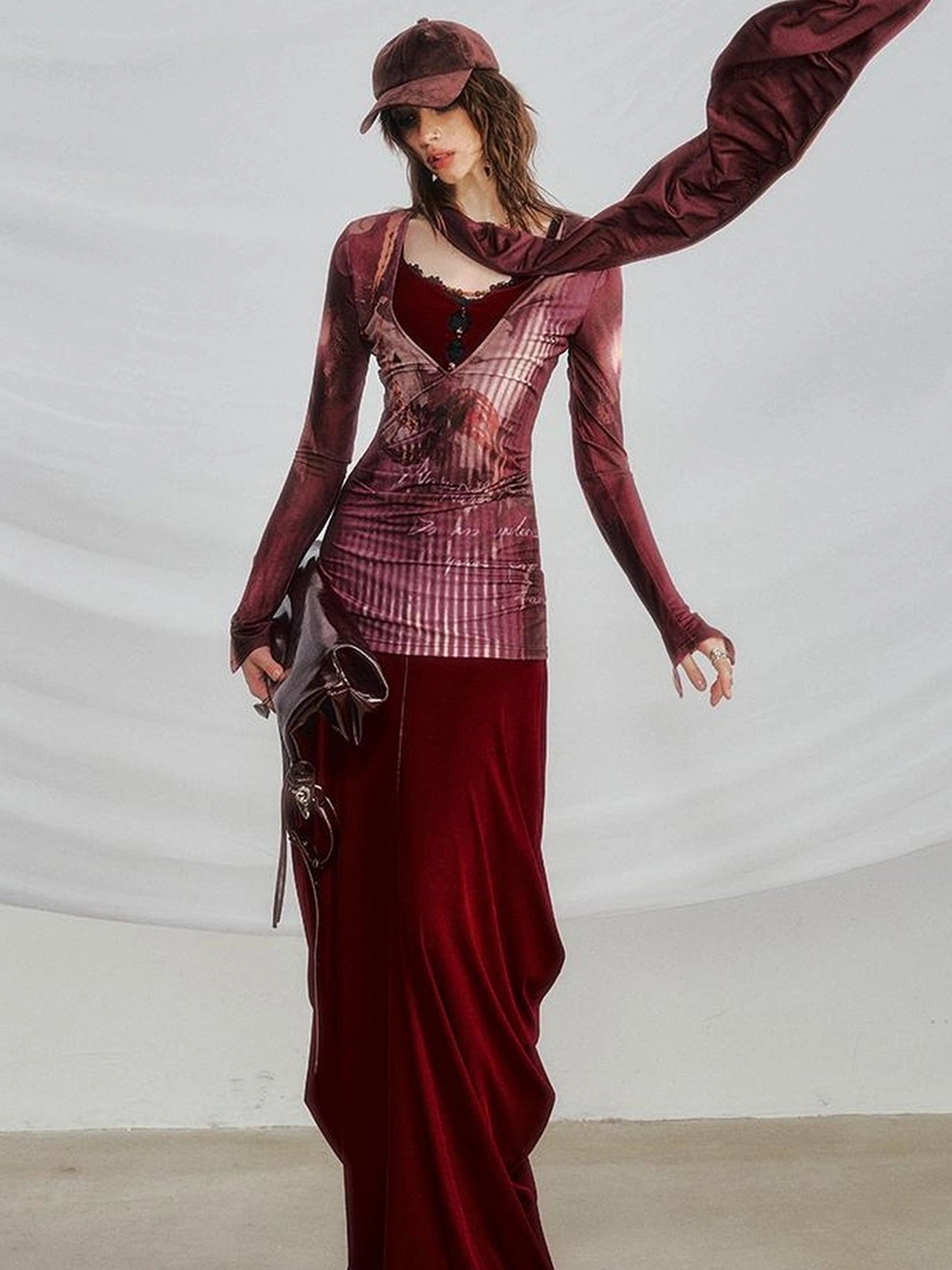 OfAkiva V-neck T-shirt Long Sleeve Relaxed Two Piece Dress