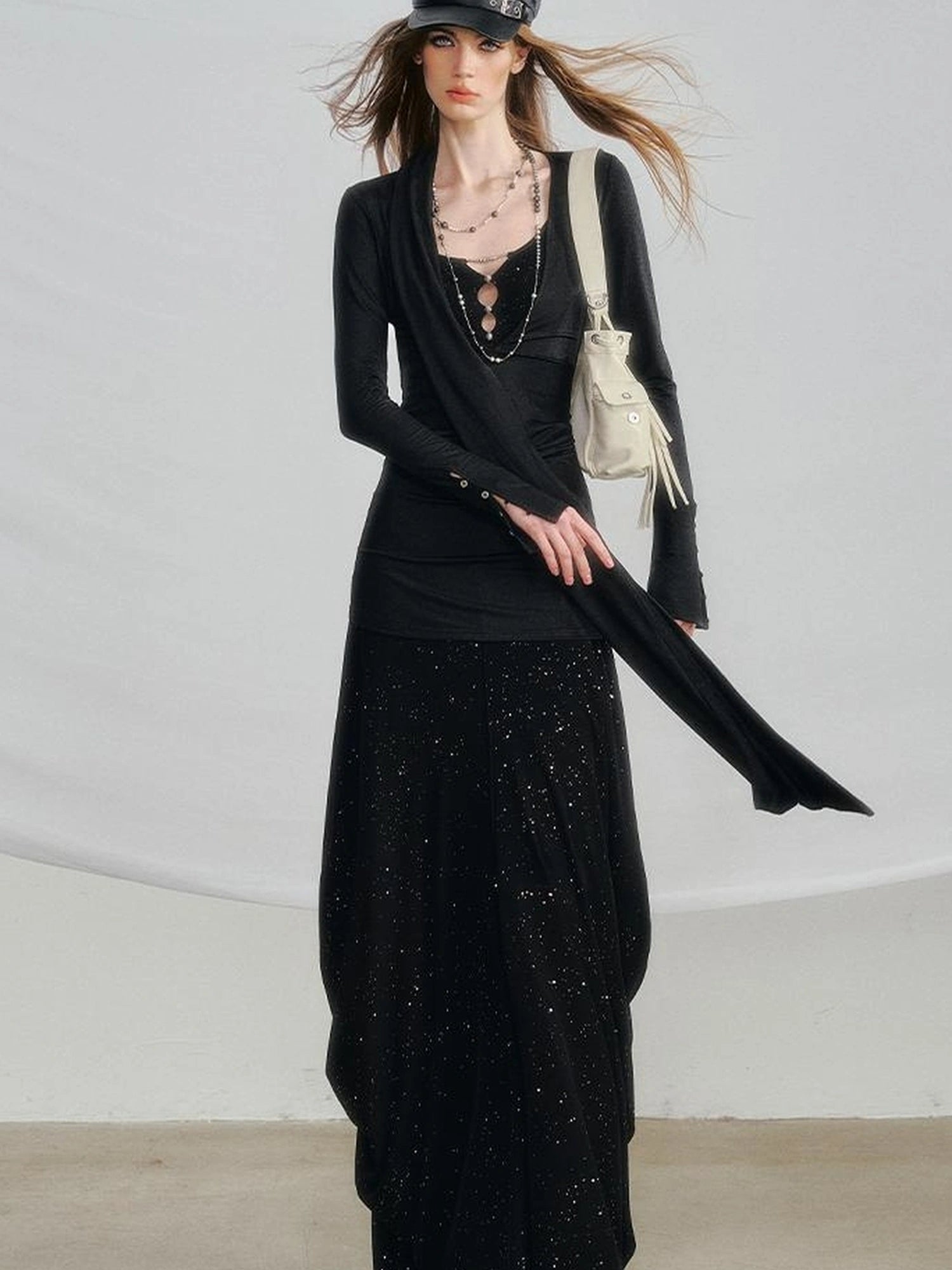 OfAkiva V-neck T-shirt Long Sleeve Relaxed Two Piece Dress